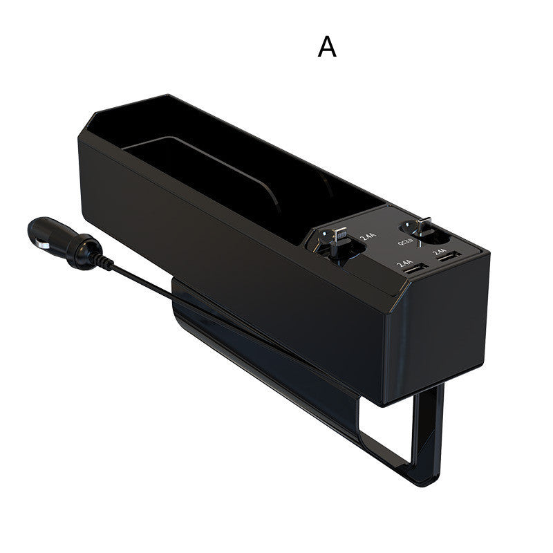 In Car Seat Slot Storage Box Charger With Retractable Cord