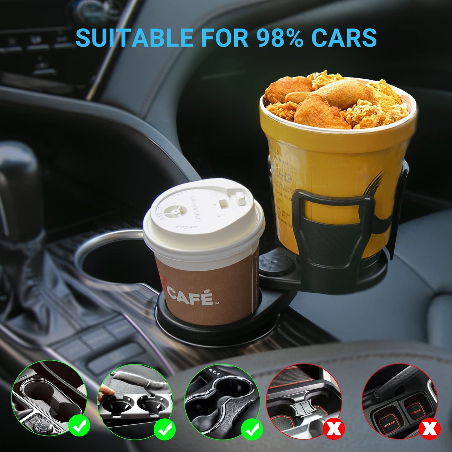 Car Drinking Bottle Holder 360 Degrees Rotatable Water Cup Holder Sunglasses Phone