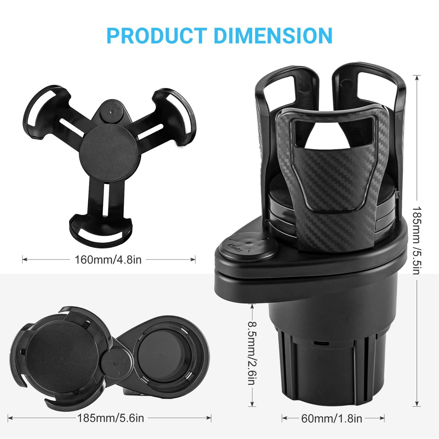 Car Drinking Bottle Holder 360 Degrees Rotatable Water Cup Holder Sunglasses Phone